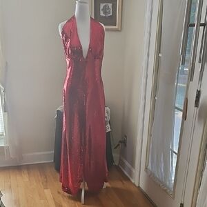 Stunning Backless Red Sequin Gown